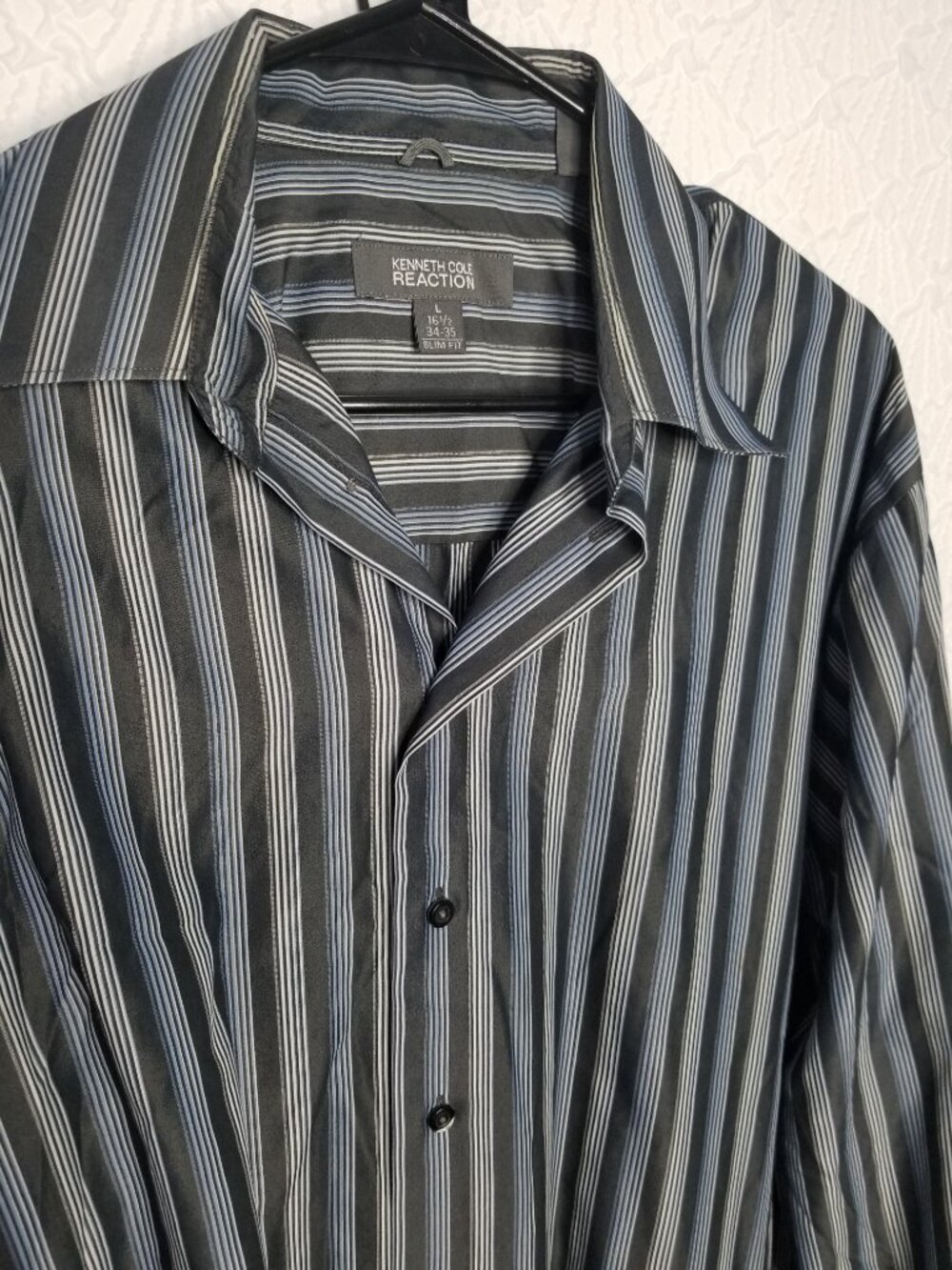 Kenneth Cole Reaction Stripe Dress Shirt Slim Fit Men's Large